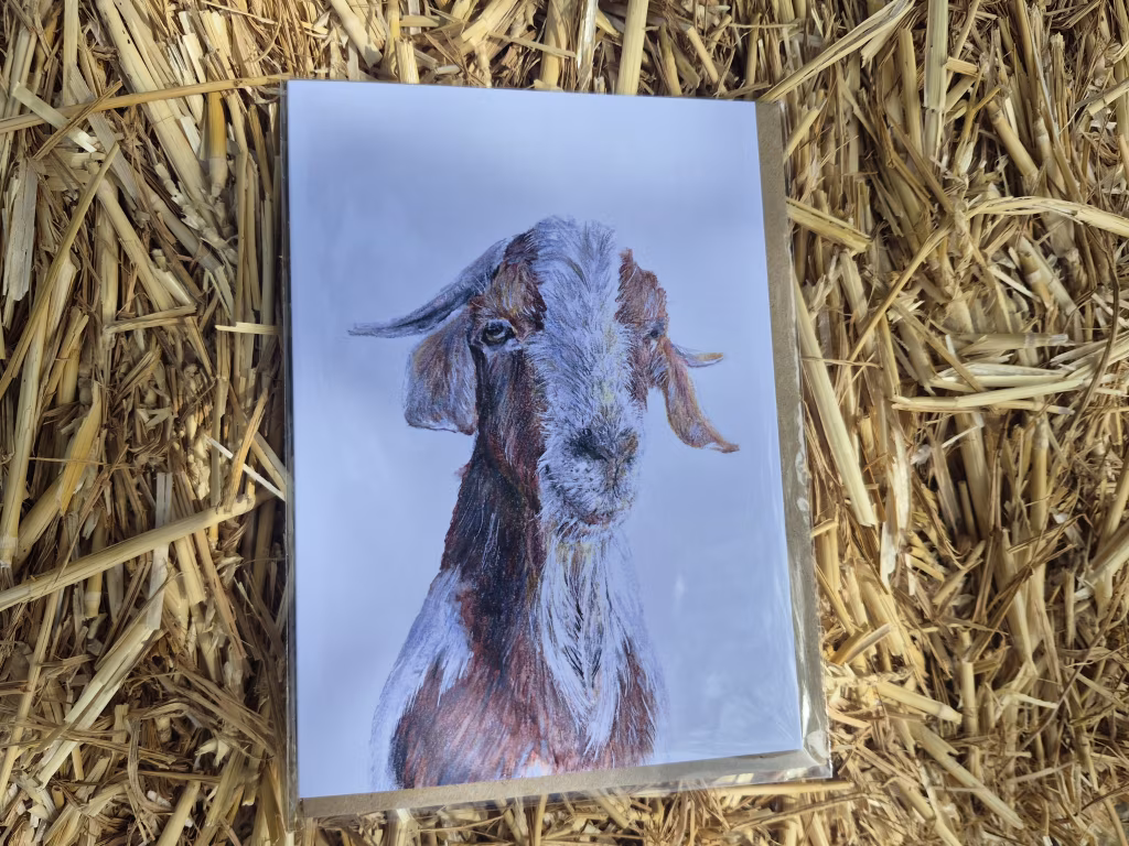 Home Farm Blank Greetings Card - Dave the Goat